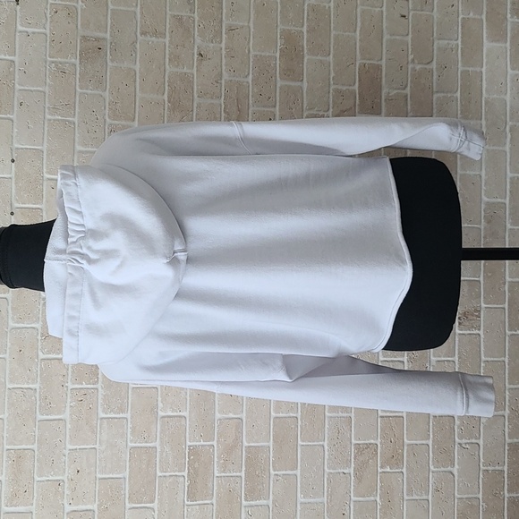 Calvin Klein Women's White Monogram Logo Cropped Hoodie(Sz S/M) - Picture 3 of 10